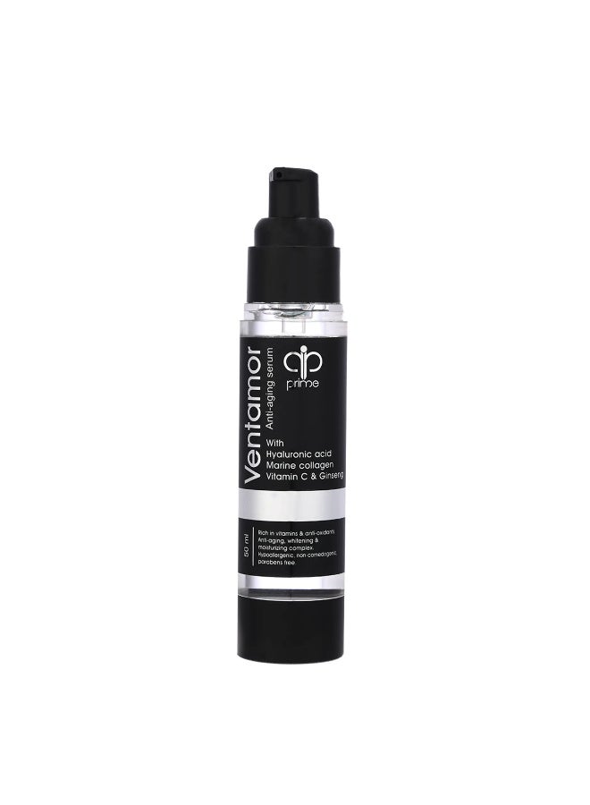Ventamor Anti-Aging Serum 50 ml & Brightening Serum with Hyaluronic Acid, Marine Collagen & Vitamin C – Reduces Wrinkles & Fine Lines, Evens Skin Tone, Deep Hydration & Radiance